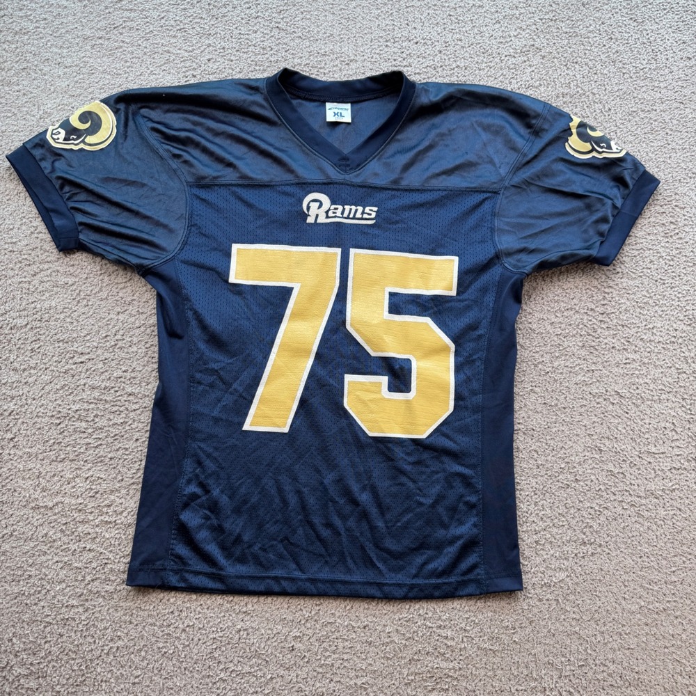 Champro Sports Youth XL Los Angeles Rams #75 Football Jersey Navy Blue Gold
